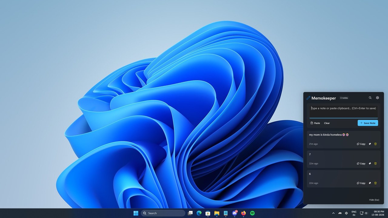 Memokeeper Quick Note Taking App for Windows System Tray
