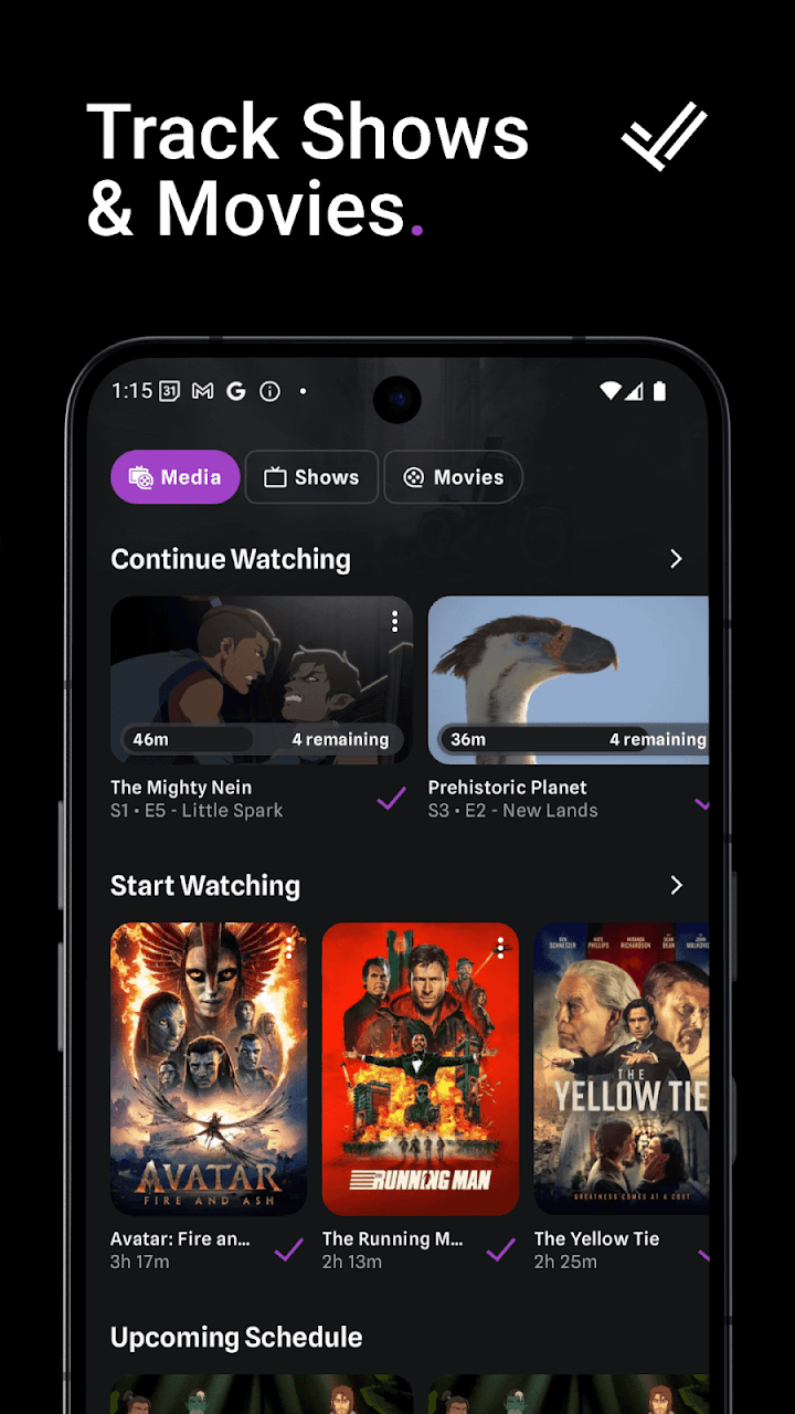 Trakt Android App Watchlist and Up Next Screen